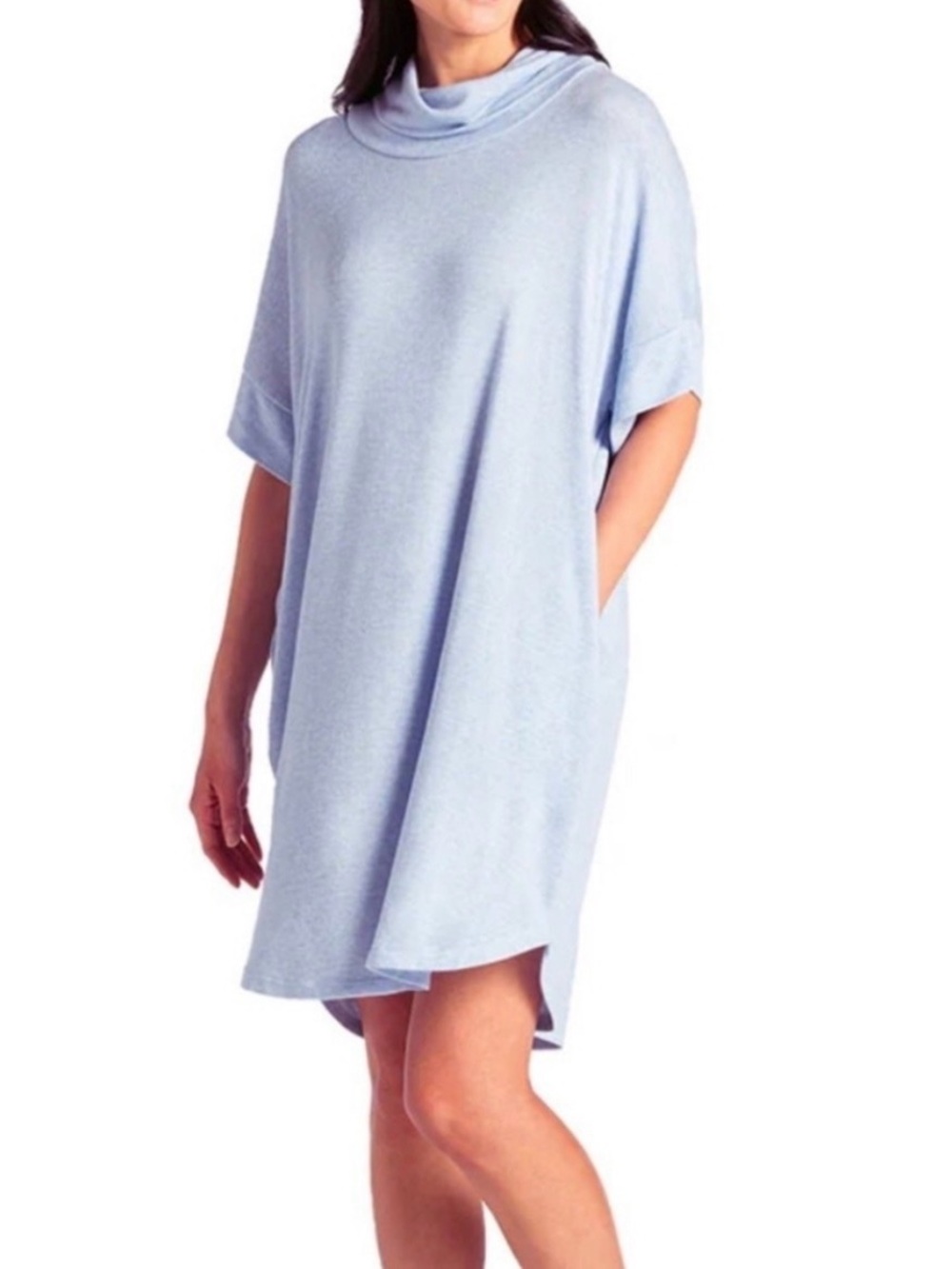 NWT Softies Light Blue 36” Cowl Neck Short Sleeve Dream Lounger Small to Medium